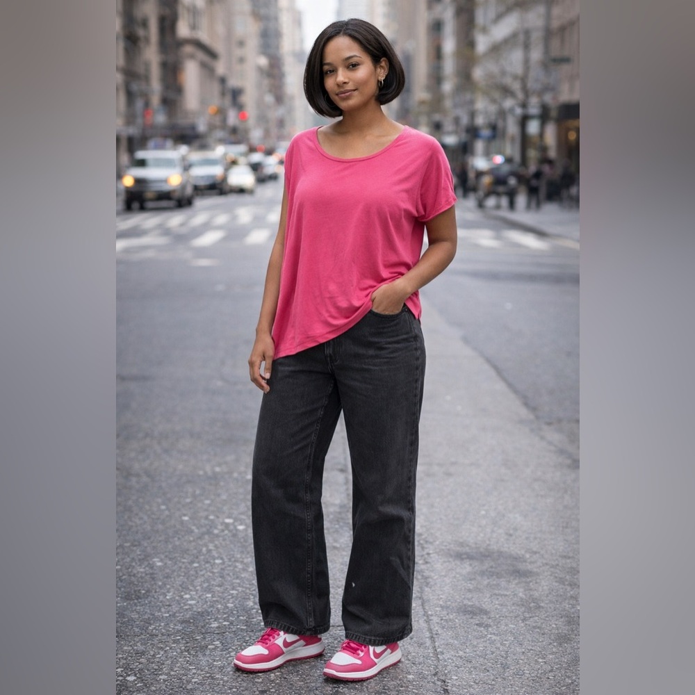 Feel The Piece Hot Pink Asymmetrical Hi-Low Tee | One Size